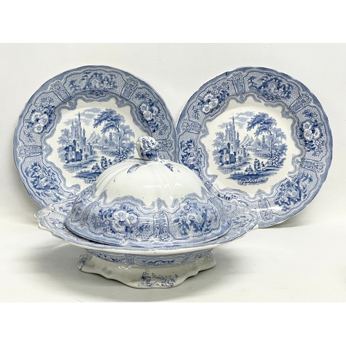 223 - A collection of Georgian and Victorian blue and white dinner ware. Robert Cochran & Co ‘Syria’ patte... 