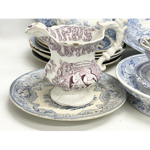 223 - A collection of Georgian and Victorian blue and white dinner ware. Robert Cochran & Co ‘Syria’ patte... 