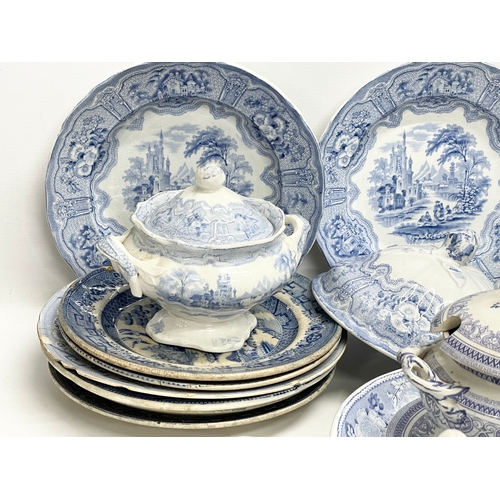 223 - A collection of Georgian and Victorian blue and white dinner ware. Robert Cochran & Co ‘Syria’ patte... 