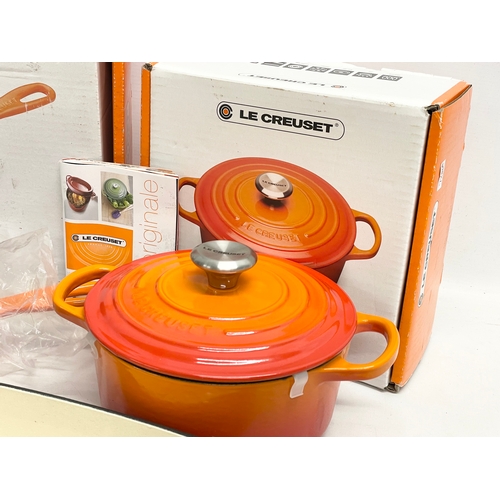 275 - Le Creuset pots and pans with 2 boxes.