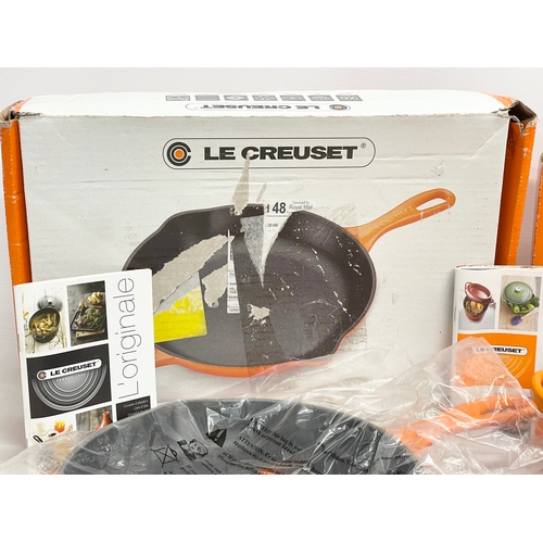 275 - Le Creuset pots and pans with 2 boxes.