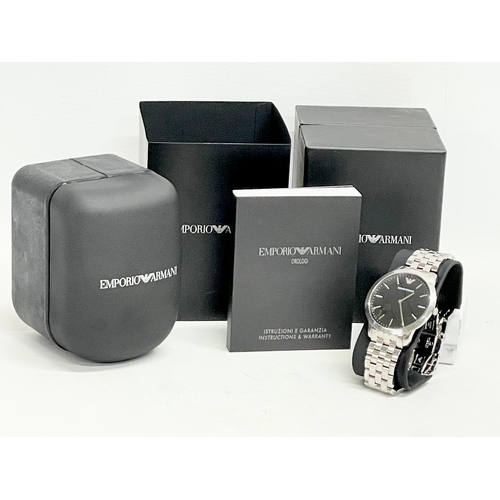 438 - An Emporio Armani gents watch with box. AR-1744.