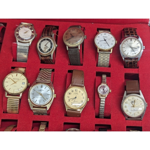 472 - A collection of vintage ladies and gents watches in case