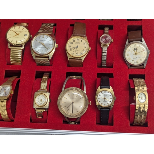 472 - A collection of vintage ladies and gents watches in case