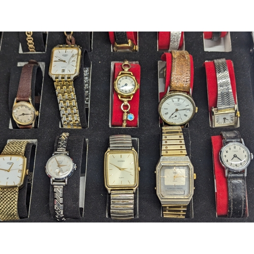 473 - A collection of vintage ladies and gents watches in case