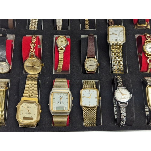 473 - A collection of vintage ladies and gents watches in case