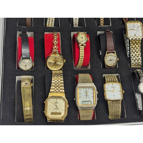 473 - A collection of vintage ladies and gents watches in case