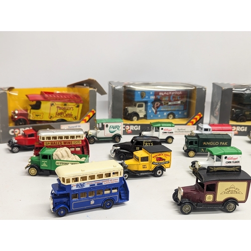 560 - A large collection of Corgi models, including 3 Corgi Classics in boxes.