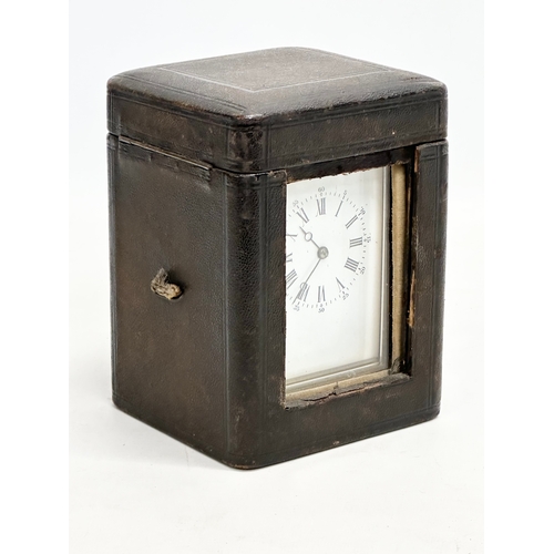 49 - A good quality late 19th century Kands brass carriage clock with case and key. Clock measures 9.5x8.... 