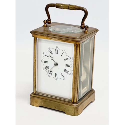 49 - A good quality late 19th century Kands brass carriage clock with case and key. Clock measures 9.5x8.... 