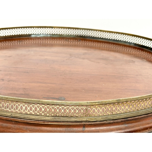 50 - A large late Victorian mahogany tray with pierced brass gallery. 56x6cm