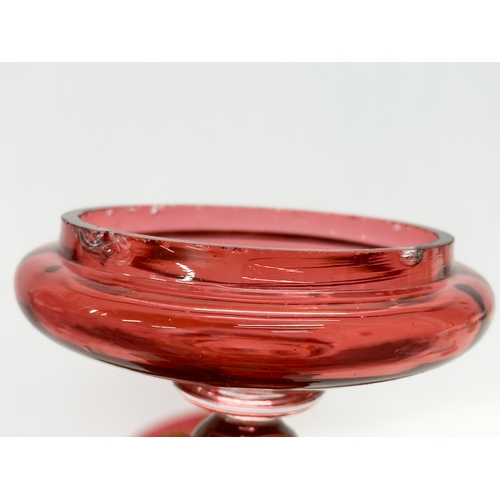 102 - 3 Victorian Ruby Glass bowls. 15x8cm