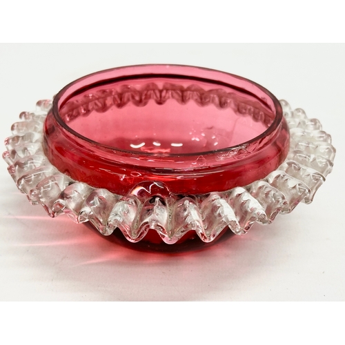 102 - 3 Victorian Ruby Glass bowls. 15x8cm