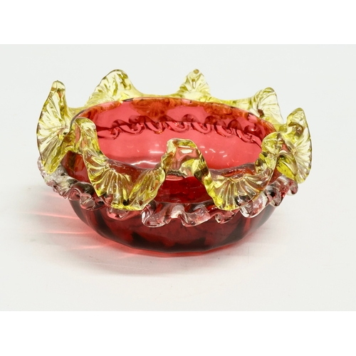 102 - 3 Victorian Ruby Glass bowls. 15x8cm