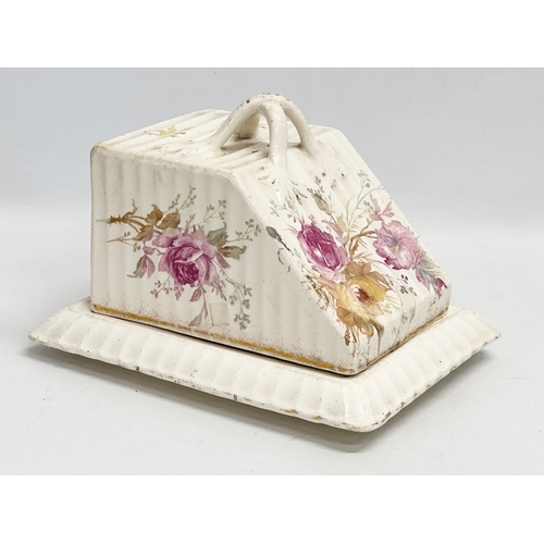 201 - A late 19th century Franz Anton Mehlem cheese dish. Royal Bonn. Circa 1885-1920. 17.5x23x16cm