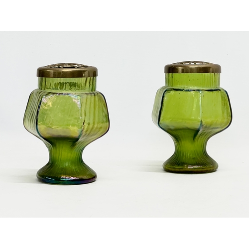 64 - A pair of late 19th/early 20th century Loetz style Iridescent glass vases. Circa 1900. 10x13cm