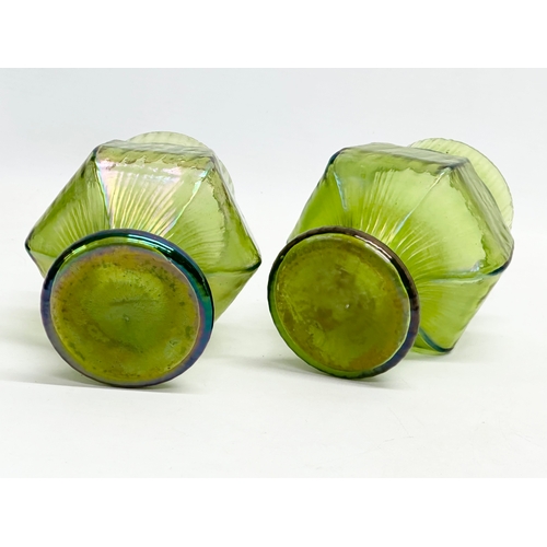 64 - A pair of late 19th/early 20th century Loetz style Iridescent glass vases. Circa 1900. 10x13cm