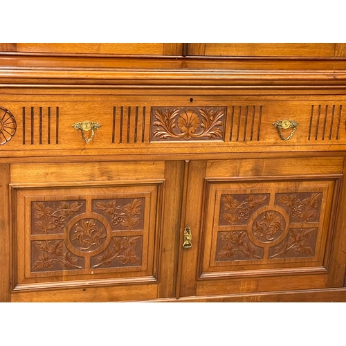 843 - A large late Victorian walnut secretaire bookcase with aesthetic movement. Circa 1880. 153x51x250cm ... 