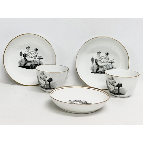 112 - 8 pieces of early 19th century Miles Mason porcelain tea ware for New Hall. Circa 1810. Platter 19.5... 