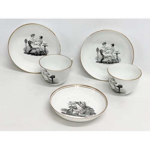 112 - 8 pieces of early 19th century Miles Mason porcelain tea ware for New Hall. Circa 1810. Platter 19.5... 