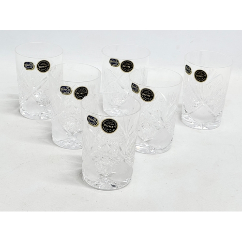 299A - A set of 6 vintage ‘Rossi’ Bohemian Glass whisky tumblers with box.