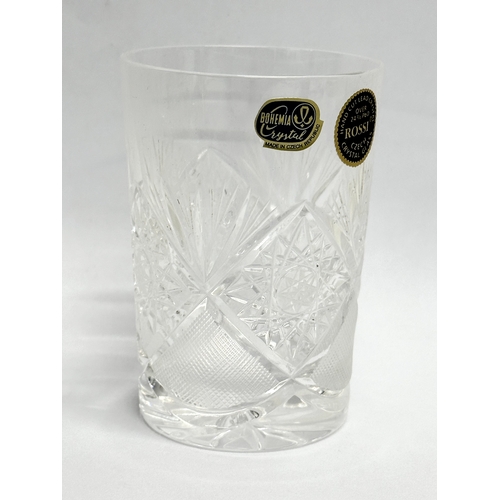 299A - A set of 6 vintage ‘Rossi’ Bohemian Glass whisky tumblers with box.