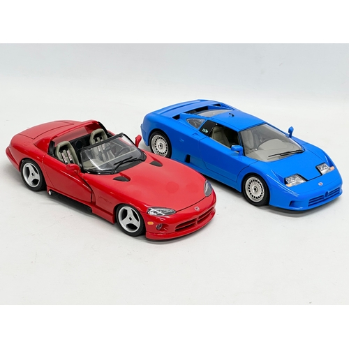 586 - 2 Burago model sports cars. A Burago Bugatti 110, 1:18 scale 24cm. A Burago Viper Dodge RT/10, 1:18 ... 