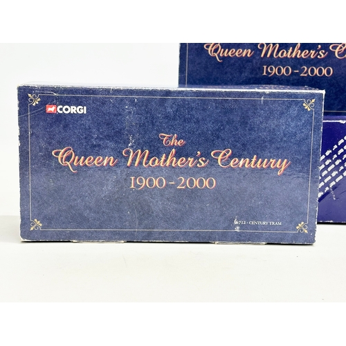 592 - 3 Corgi Limited Edition Corgi models in boxes. 2 The Queen Mother’s Century 1900-200 Trams. Corgi Mi... 