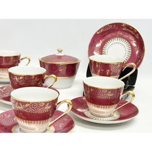 206 - A Moritz Zdekauer (MZ Czechoslovakia) gilt porcelain tea set in box. 1930-1940.