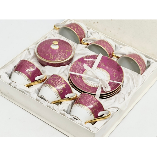 206 - A Moritz Zdekauer (MZ Czechoslovakia) gilt porcelain tea set in box. 1930-1940.