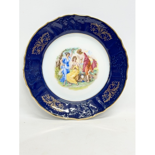 299B - 2 Czech ‘Royal Vienna’ cobalt blue and gilt porcelain cabinet plates. Moritz Zdekauer and Bernadotte... 