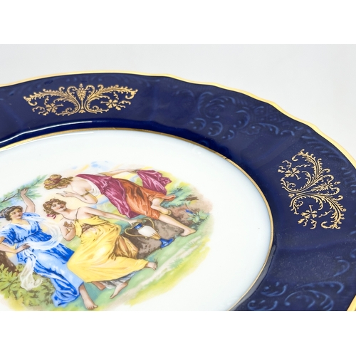 299B - 2 Czech ‘Royal Vienna’ cobalt blue and gilt porcelain cabinet plates. Moritz Zdekauer and Bernadotte... 