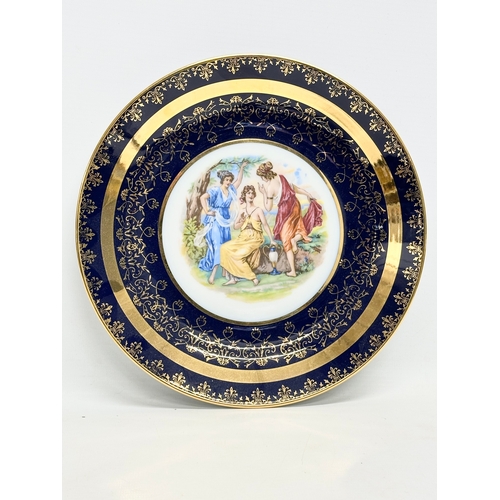 299B - 2 Czech ‘Royal Vienna’ cobalt blue and gilt porcelain cabinet plates. Moritz Zdekauer and Bernadotte... 