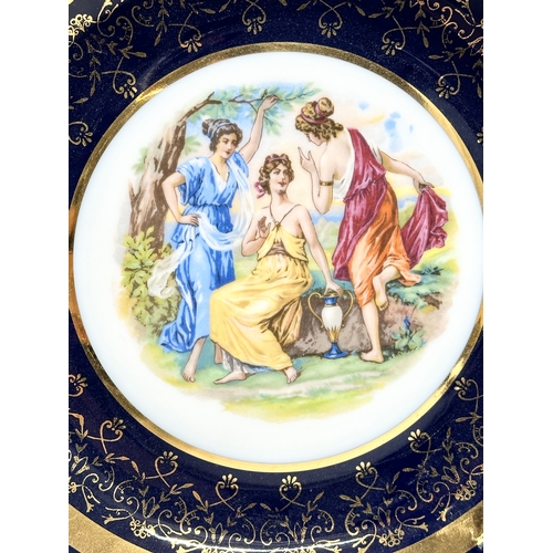 299B - 2 Czech ‘Royal Vienna’ cobalt blue and gilt porcelain cabinet plates. Moritz Zdekauer and Bernadotte... 