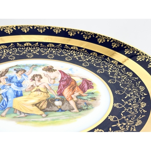 299B - 2 Czech ‘Royal Vienna’ cobalt blue and gilt porcelain cabinet plates. Moritz Zdekauer and Bernadotte... 