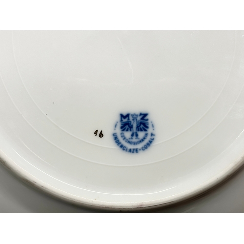 299B - 2 Czech ‘Royal Vienna’ cobalt blue and gilt porcelain cabinet plates. Moritz Zdekauer and Bernadotte... 