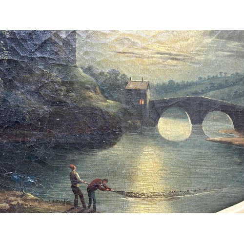 35A - A 19th century continental oil painting on canvas in original gilt frame. 48x38cm. Frame 68x58cm