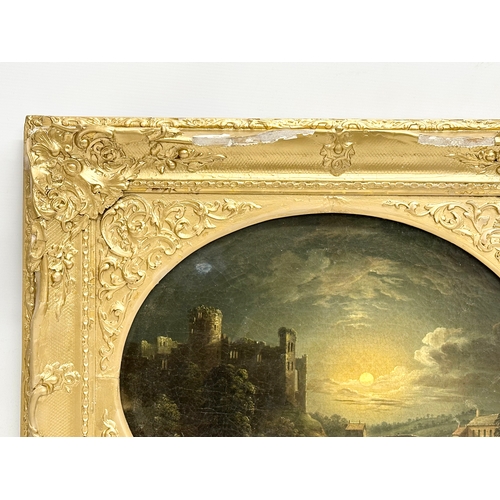 35A - A 19th century continental oil painting on canvas in original gilt frame. 48x38cm. Frame 68x58cm