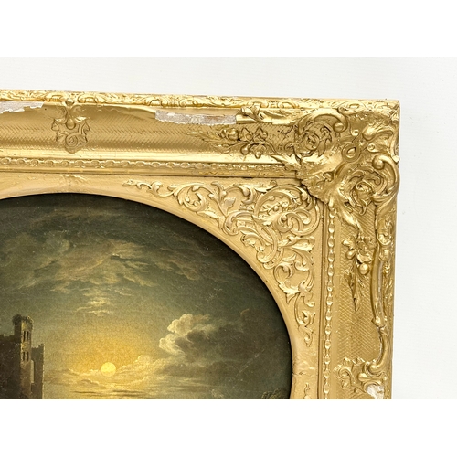 35A - A 19th century continental oil painting on canvas in original gilt frame. 48x38cm. Frame 68x58cm