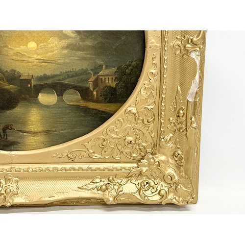 35A - A 19th century continental oil painting on canvas in original gilt frame. 48x38cm. Frame 68x58cm