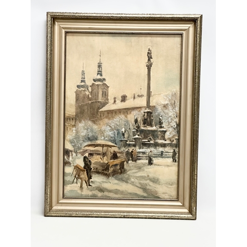 117 - A large signed early 20th century continental watercolour. Dated 1935. 49x70cm. Frame 65x86cm