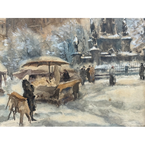 117 - A large signed early 20th century continental watercolour. Dated 1935. 49x70cm. Frame 65x86cm