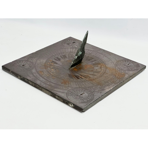 37 - A 19th century Richard Melvin slate sundial. 33.5x34.5cm