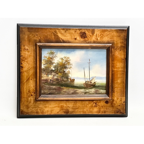 120 - A pair of continental oil paintings on board signed Eberhardt. 17x12cm. Frame 29x24cm