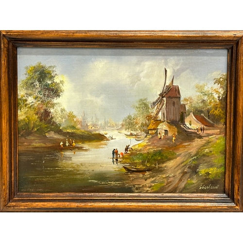 120 - A pair of continental oil paintings on board signed Eberhardt. 17x12cm. Frame 29x24cm