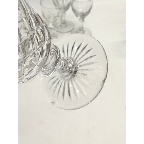 299I - 5 sets of 3 early/mid 20th century crystal liqueur glasses. 11.5cm