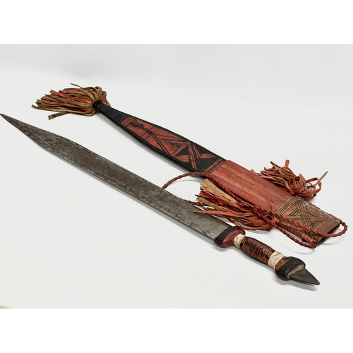 70B - A vintage African Maasai tribal warrior sword and arrows. 82cm