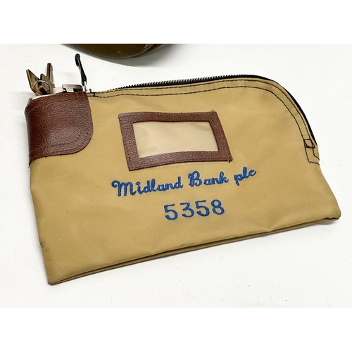 211K - 8 vintage Midland Bank and Westminster Bank leather safe bags.