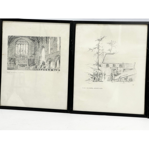 279C - A set of 4 framed pencil drawings. Signed KB. Robert Bunting Fine Art Dealer. 26x32cm