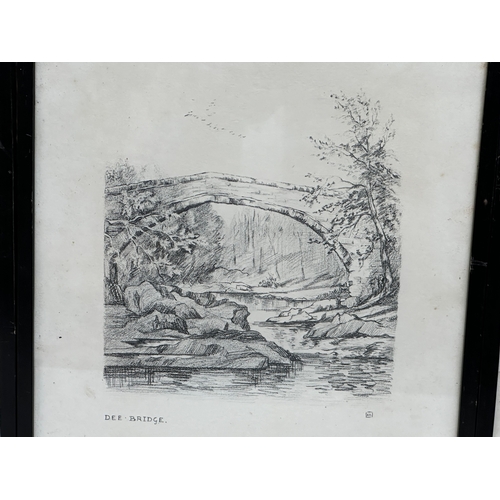 279C - A set of 4 framed pencil drawings. Signed KB. Robert Bunting Fine Art Dealer. 26x32cm